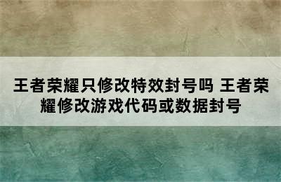 王者荣耀只修改特效封号吗 王者荣耀修改游戏代码或数据封号